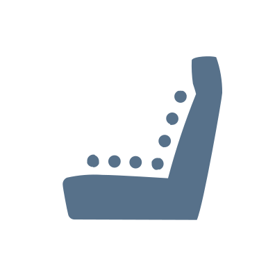 Піктограма автомобільного сидіння синього кольору